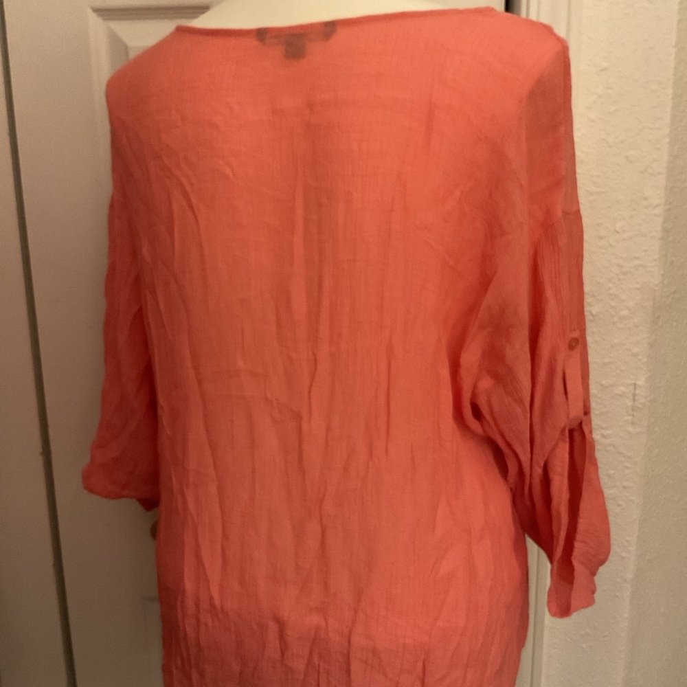 Zac & Rachel Women's Light & Airy Front Tie Boho Top 3X Plus Size - Picture 2 of 4